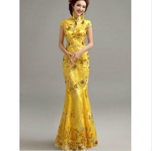 Women's Dress Evening Dress Cheongsam Qipao Long Wedding Dress Chinese Gown - Picture 10 of 22
