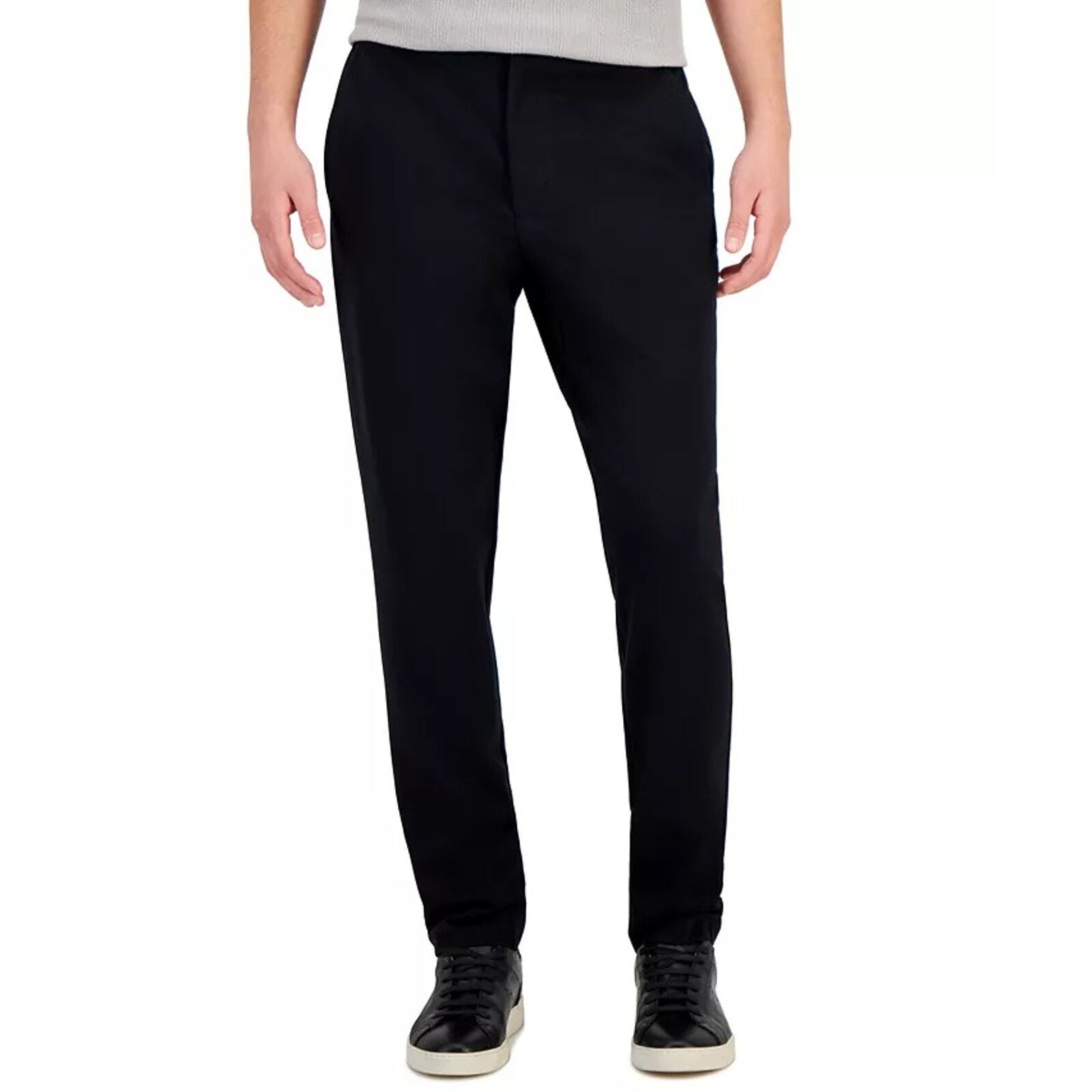 Alfani Men's Black Stretch Knit Rayon Casual Regular Fit Suit Pants Size 33W 30L