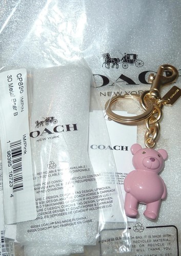 *NWT* ~ " COACH " ~ CP890 ~ " BEAR BAG " ~CHARM KEYCHAIN IN PINK WITH GOLD TONE - Picture 8 of 8