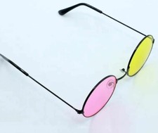 Unisex Cosplay Goth Steampunk Vintage Design One Pink/One Yellow Lens