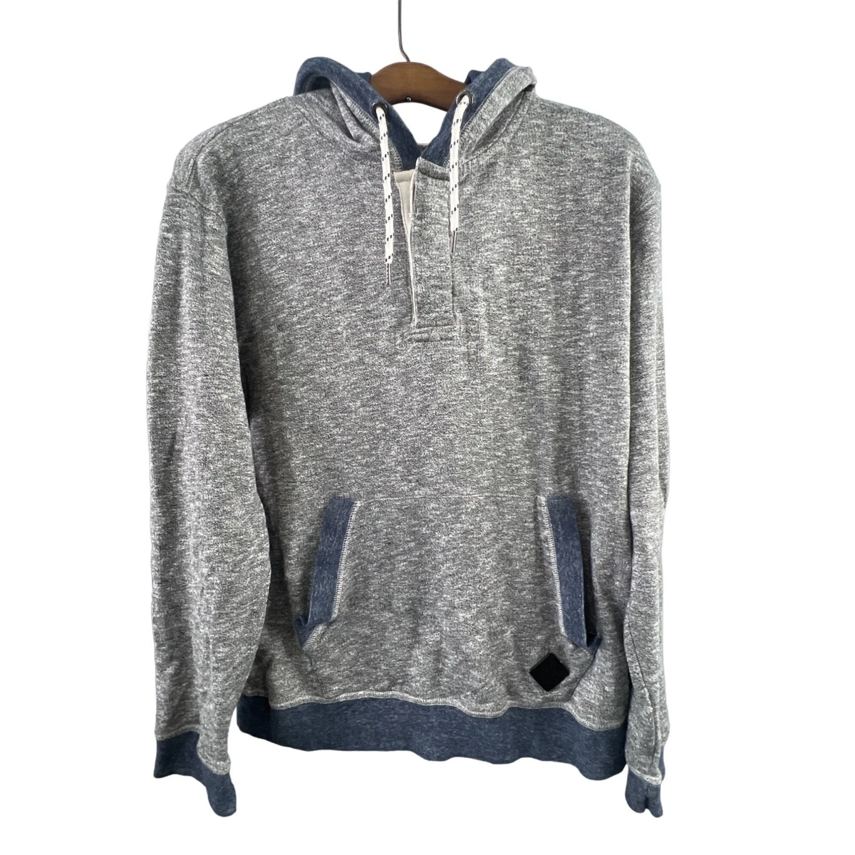 Ocean Current Terry Henley Pullover Hoodie Womens S Long Sleeve Bluish Gray