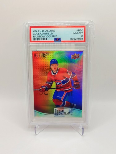 2021-22 Upper Deck Allure Rainbow Double Cole Caufield #R-50 PSA 8 NM- MINT+ RC! - 第 1/2 張圖片