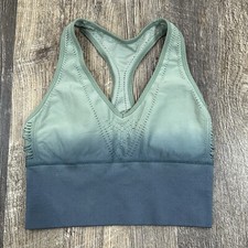 Victoria's Secret Pink Sport Women's Blue Green Ombre Seamless Sports Bra Sz XS