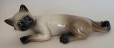 MCM 1950s/60s Porcelain Crawling Seal Point Siamese Cat Figurine #389