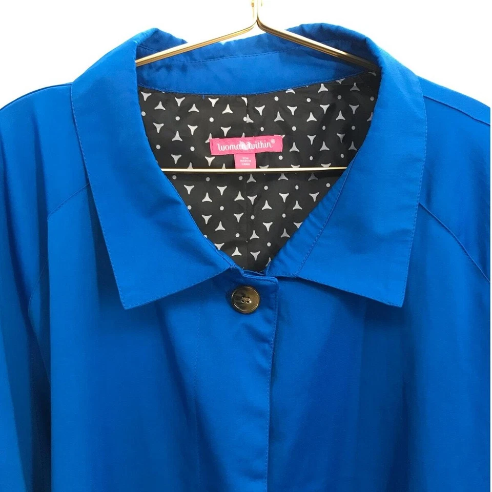 Gabardina Woman Within azul real longitud media talla grande 32W Foto 2 de 4