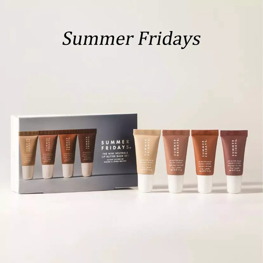 4PCS SET SUMMER FRIDAYS The Mini Neutrals Lip Butter Balm Set New