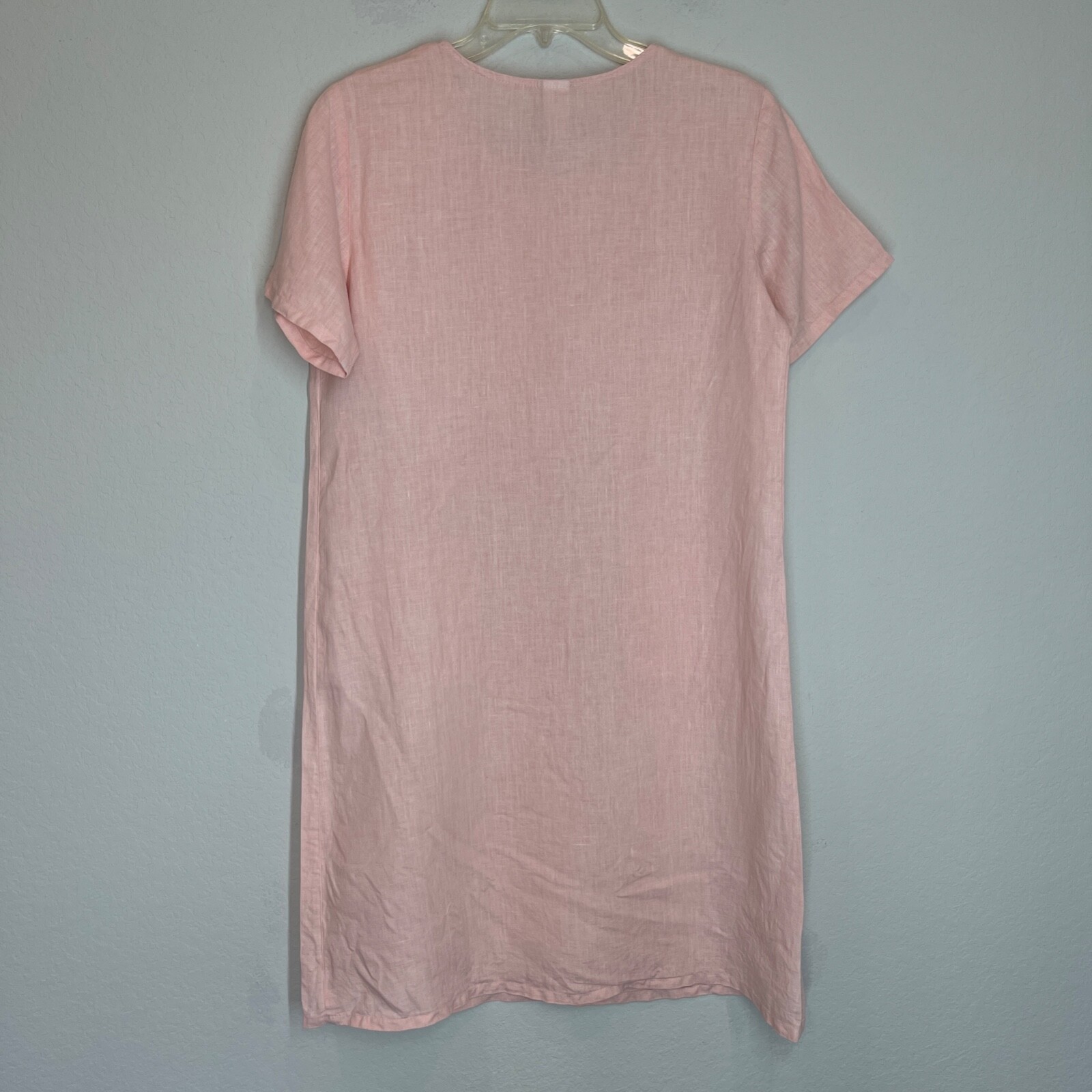 Match Point Linen Midi Dress Women's Size M Short Sleeve Beach Pockets Boho USA