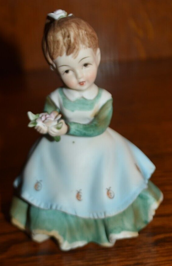 Vintage Lefton China Girl Porcelain Figurine Hand painted KW2817