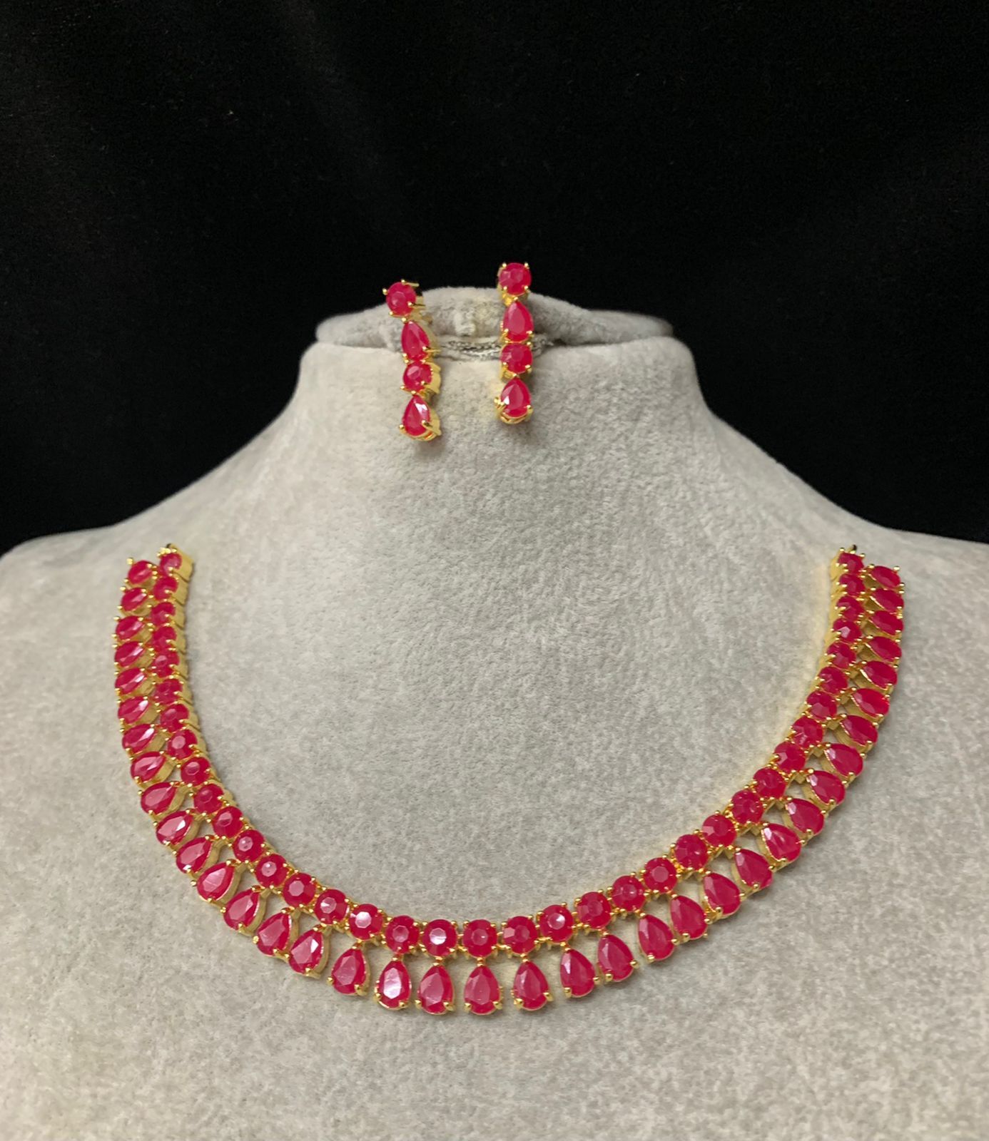 Indian Bollywood Gold Plated Ruby Red Choker Necklace Earrings Jewelry Set  | eBay