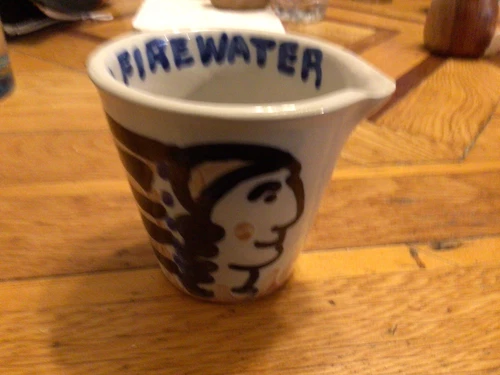 M A Hadley Pottery 3” Firewater Indian Chief Jigger Measuring Cup