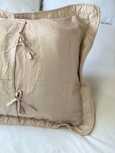 Luxury Neutral Beige Linen Floral Quilted X Large Rectangle Cushion Pillowcase - Picture 6 of 7