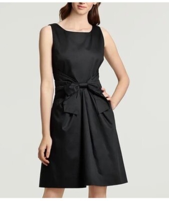Kate Spade Jillian Bow Dress Black Size Front Box Classic Party