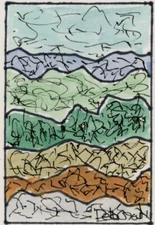 MOROCCO LANDSCAPE; Abstract Colorist ORIGINAL Watercolor Mixed-Media PAINTING