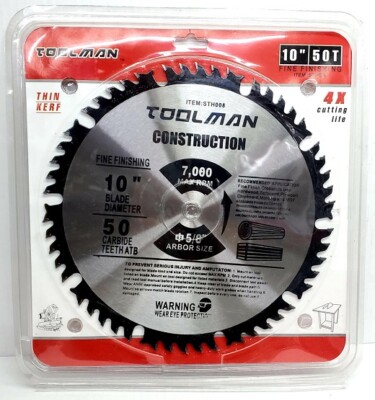 Toolman Circular Saw Blade Cutting 10'' 50T THIN KERF C3  50 CARBIDE TEETH STH008