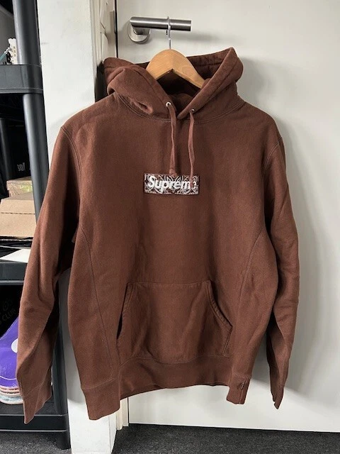 Supreme Bandana Box Logo Hooded Sweatshirt Dark Brown Size Medium
