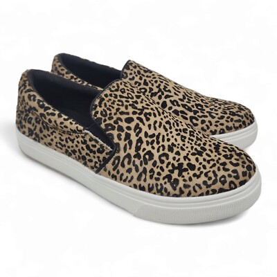 Steve Madden Coulter Leopard Animal Print Cow Hair Slip On sneakers Size  EUC