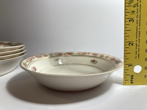 VTG St. Regis Pope Gosser Fruit Berry Bowl 5” Ivory Pink Shabby Rose Gold Rim - Picture 8 of 10