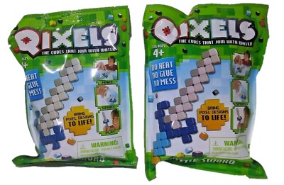Lot of Two New Qixels Battle Sword Pack Qixels The Cubes That Join With Water