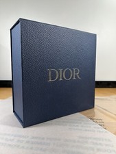 Medium-size Square Dior Gift Box in Textured Navy Blue with Dior Text in Silver
