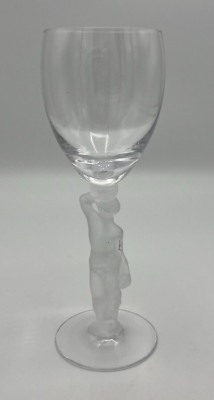 Crystal Frosted Nude Male Bacchus Wine Glass Figural Stemware Artes Ltd