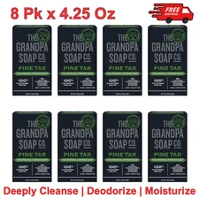 Pine Tar Bar Soap for Men-3in1 Cleanser, Deodorizer & Moisturizer, 8 Pk x 4.25Oz