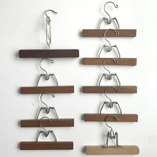 Vintage Wood Hangers Clamp Pants Skirt Wooden Jiffy Brand Lot of 9