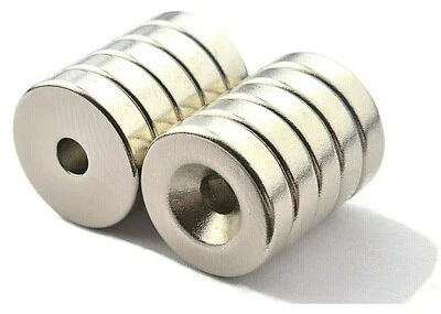 POWER MAGNET STORE 10 of 1/2" x 1/8" with 1/8" Hole Countersunk Ring Magnets Strong * 2.25Kg PULL *