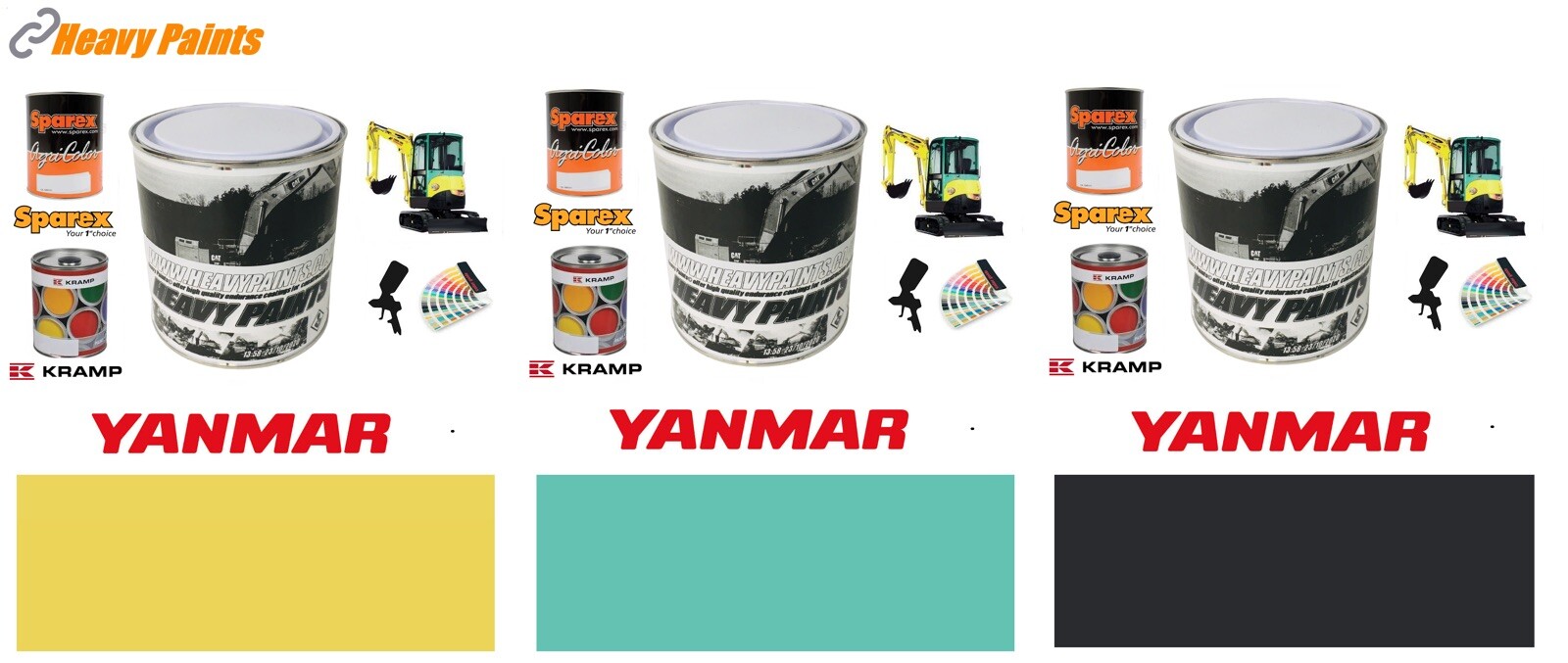 Yanmar Yellow Cab Aqua & Counterweight Dark Grey Digger Paint 1 Litre