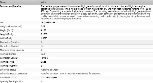 Solenoide de purga de bote de vapor SMP para GMC SIERRA 1500 2007 V8-4,8 L Foto 4 de 4