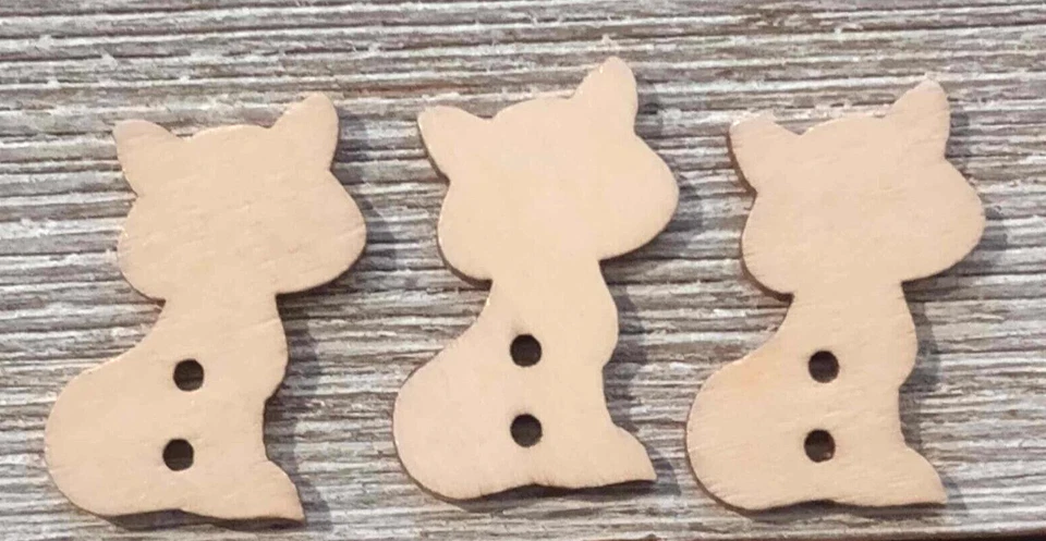 3 Pink Kitten Cat Sewing Buttons Crafting Wood 2 Hole 1" - Image 2 of 2