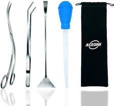 Aquascaping Tools 5 in 1 Set di Attrezzi per Acquario in Acciaio Inox con Forbici ad Onda...