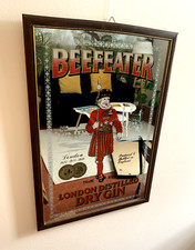 Vintage Beefeater London Distilled Dry Gin Screen Printed Advertising Mirror