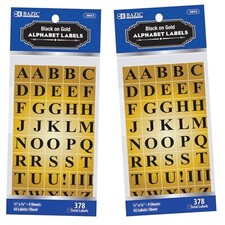 Etiqueta de letras mayúsculas del alfabeto de lámina de oro - 2 paquetes de BAZIC (756 etiquetas en total)
