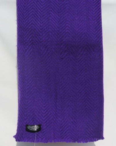 Cashmere|Shawl\Throw| Oversized| HandLoomed|4 Ply| Wide Herringbone| Deep Purple - Picture 6 of 7