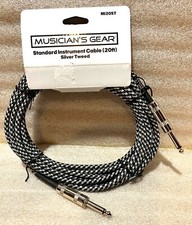New Musician's Gear Tweed Straight Instrument Cable Silver Tweed 20 ft.