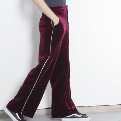 Women's Girl's Burgundy Velvet Wide Leg New! Ship Free