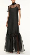 High Neck Maxi Dress Bridesmaid Christmas Prom Party Long Organza Black Dress
