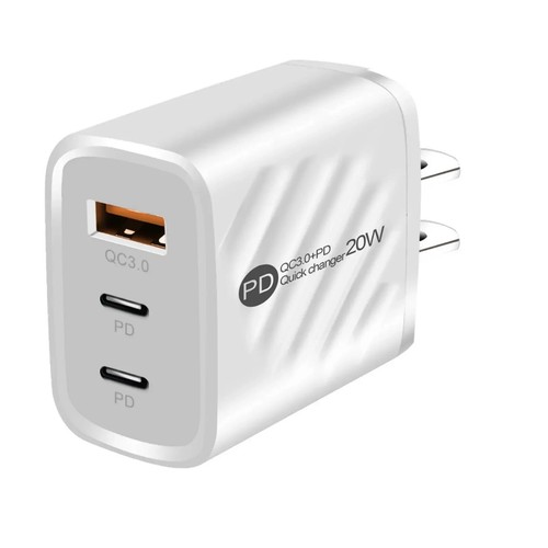 USB C Fast Charger 20W 3 Ports Type-C Wall Charger Adapter For iPhone Samsung - Photo 9 sur 10