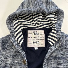 Mon Coeur-Baby Brand Kids Hooded Cardigan Sweater Striped Lining Gray 9M