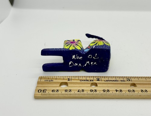 Gatto allungabile dipinto a mano ALEBRIJE intaglio legno arte popolare messicana, Messico - Foto 5 di 6