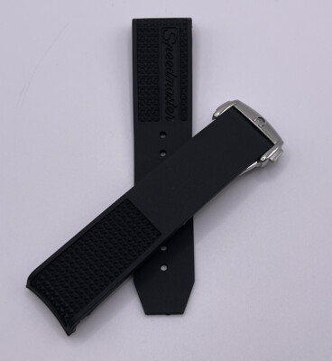New Generic 22mm Black Rubber Band Strap To Fit Omega