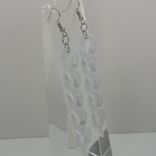 Acrylic chain earrings, long kitsch earrings pink blue purple 10.5 cm long - Picture 79 of 84