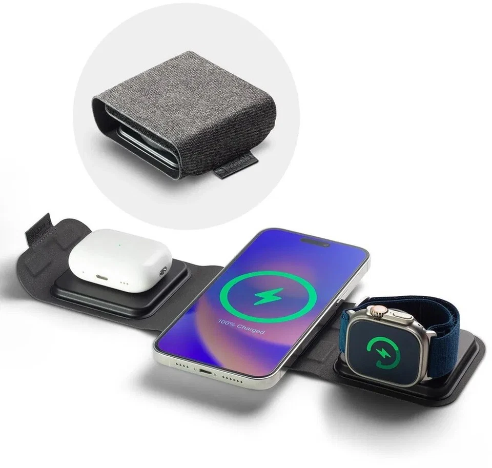 Mophie 3in1 Reiseladegerät mit MagSafe schwarz für Apple iPhone Watch - Bild 2 von 4