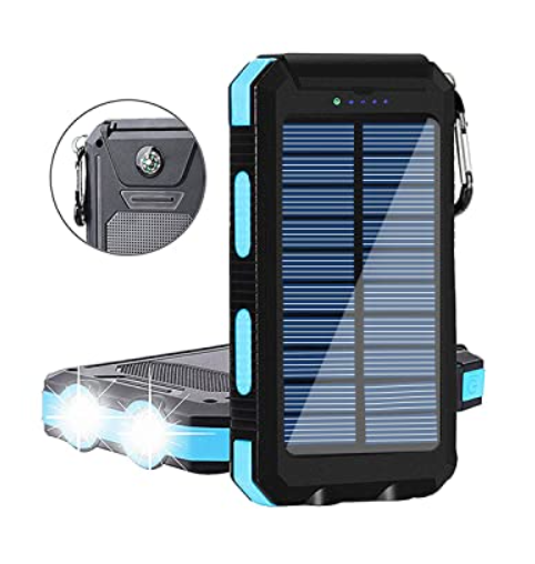 Solar Charger 20000mAh Solar Power Bank Waterproof Portable Charger, Blue,  New