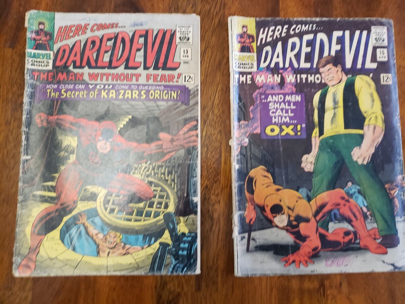 Daredevil 13 & 15 Silver Age Ka-Zar & OX 2 BOOK LOT🔑