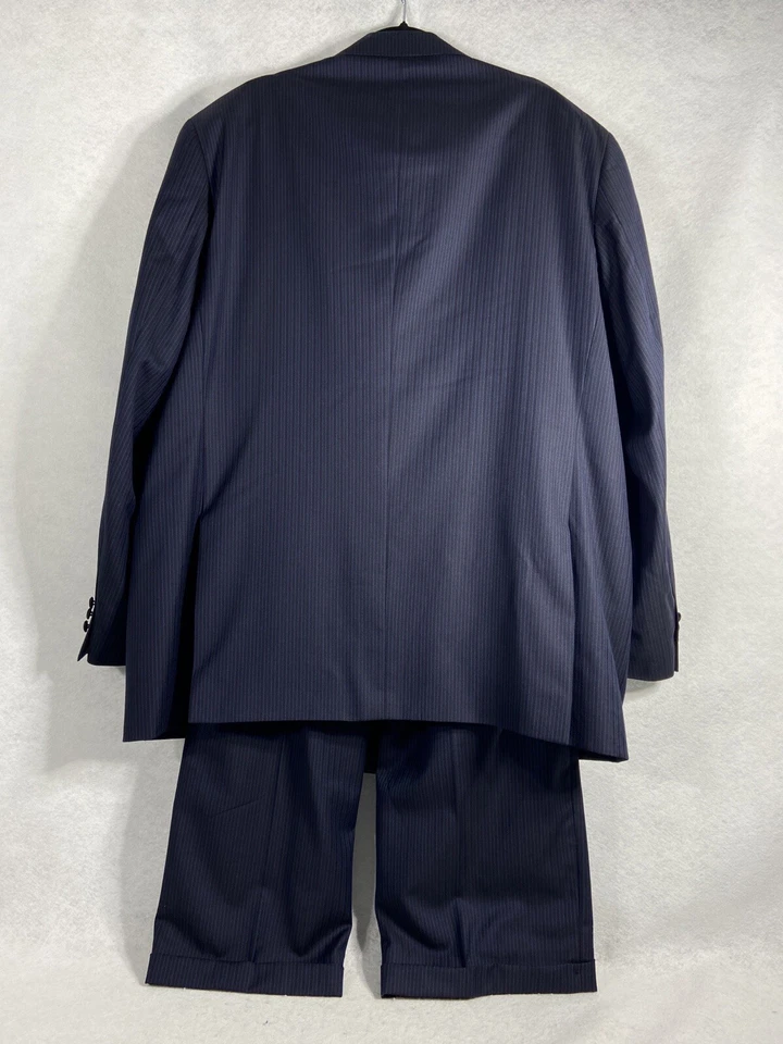 Traje Pantalón Apollo King 2PC Hombre Azul Doble Pecho 350’s Lana Rayas COMO NUEVO Foto 2 de 4