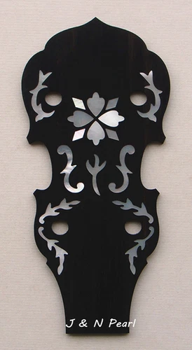 Hearts & Flowers MOP Inlaid Ebony Profiled Peghead Overlay for Gibson