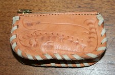 VTG Hand Tooled Leather Coin Purse Souvenir Purse Mexico 