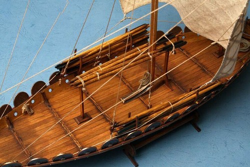 Viking Sailboat Dragon 1:50 17.3" Unassembled Wooden Model Boat Ship Kit - Picture 7 of 12