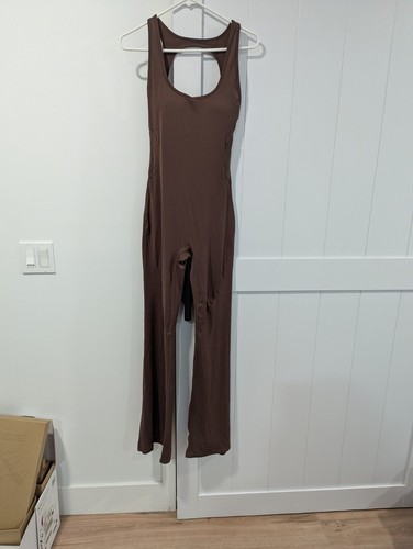 Jumpsuit Bodysuit Stretch Leotard Yoga Long Pants Brown NWOT Large - Picture 2 of 16